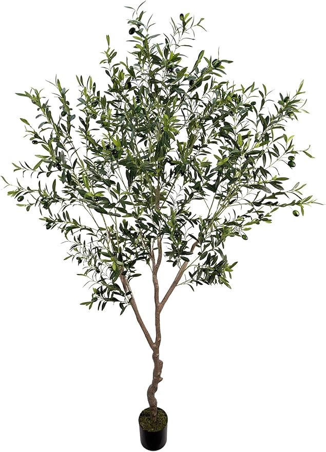 Artificial Olive Tree 7ft(82in,2200+Uv Protection Leaf) Tall,Faux Olive Tree Indoor Artificial Tree for Modern Home Office Living Room Floor Decor Indoor