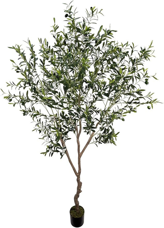 Artificial Olive Tree 7ft(82in,2200+Uv Protection Leaf) Tall,Faux Olive Tree Indoor Artificial Tree for Modern Home Office Living Room Floor Decor Indoor