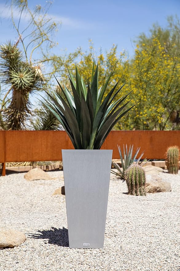 Veradek V-Resin Indoor/Outdoor Taper Planter (30 inch, Grey)