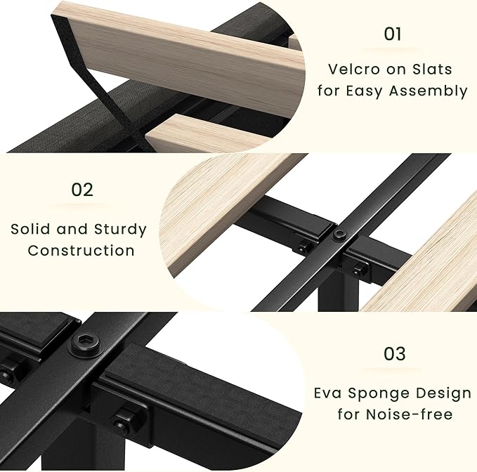 LARMACE Queen Size Bed Frame with 4 Storage Drawers and Tufted Headboard Linen Upholstered Platform Bed Frame with Heavy Duty Wood Slats, No Box Spring Needed, Easy Assembly, Grey