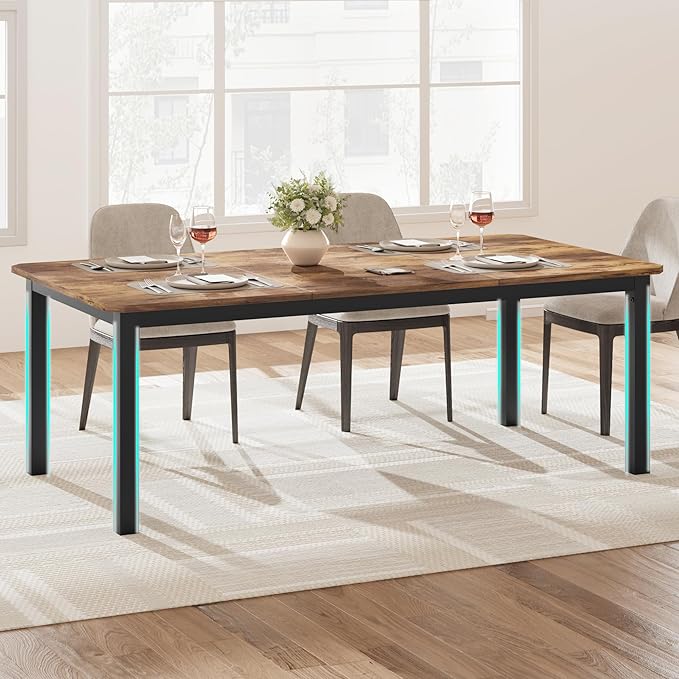 GAOMON 78 Inch Long Kitchen Table for 6-8, Dining Room Table for Kitchen Living Room, Large Rectangular Dinner Tables, Industrial Indoor Restaurant Tables with Sturdy Metal Frame(Only Table)