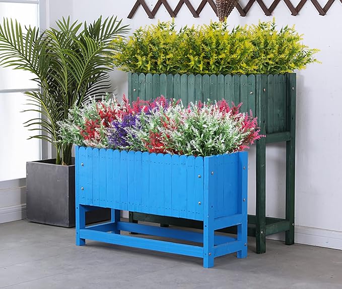 36 Bundles Artificial Plants Outdoor, Artificial Flowers for Outdoors Fake Flowers UV Resistant Flowers Lavender Outdoor Plants, Faux Flowers Shrubs for Porch Garden Window Box Home Decoration(Yellow)