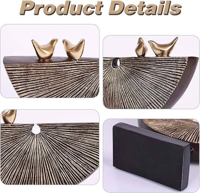 orenm Vintage Gold Home Decor Statues,Modern Abstract Sculpture Decor,Unique Line Decor for Home Interior Accent Decor Aesthetics,Living Room,Office, Coffee Table, Shelf Sculpture (Vintage Gold)