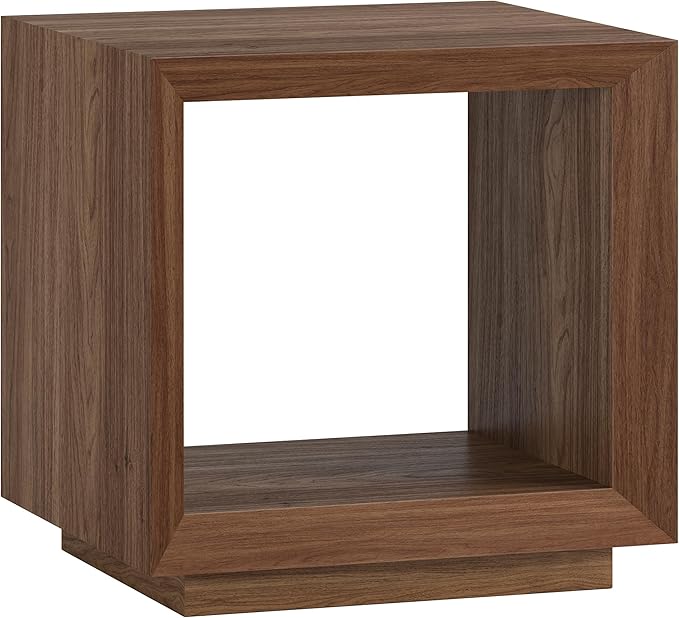 Henn&Hart 22" Wide Rectangular Side Table in Satin Walnut, for Home, Living Room, Bedroom, Entertainment Room, Office