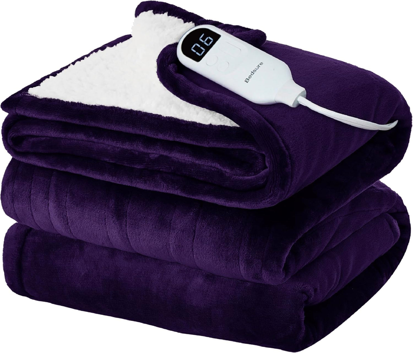 Bedsure Electric Blanket Twin - Soft Flannel Heated Blanket Twin Size, GentleSoft Fast Heating with 10 Time Settings & 6 Heat Settings, Warm Gift for Grandma (62x84 inches, Purple)