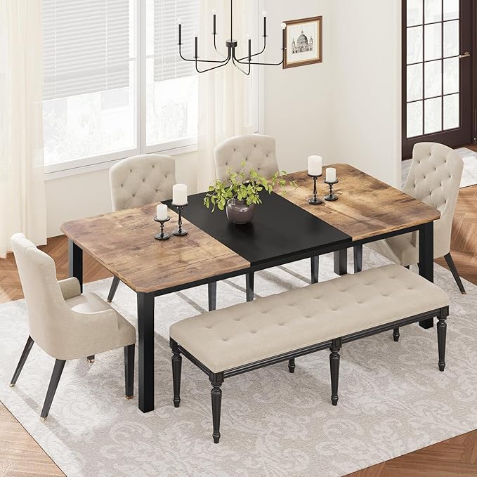 GAOMON 78.7 Inch Long Kitchen Table for 6-8, Dining Room Table for Kitchen Living Room, Large Rectangular Dinner Tables, Industrial Indoor Restaurant Tables with Sturdy Metal Frame(Only Table)