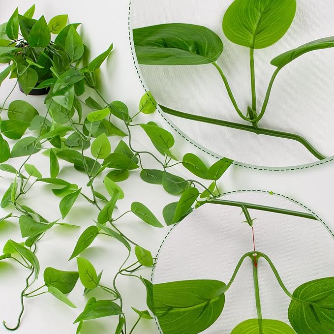 LOYWREE 3 Pack Small Artificial Hanging Plants with Faux Ivy Vine and Hanging Pothos 39Inch Fake Plant Realistic Greenery for Shelf Decor in Home, Office, Indoor & Outdoor Gardens