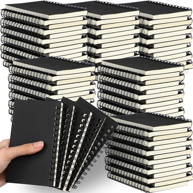 Jutom 150 Pcs Small Spiral Notebooks Memo Pads 3x5 Bulk Small Pocket Notebooks Mini Notepads with Lined Pages Mini Journals for Office Back to School Work Writing Supplies, 120 Pages (Black)