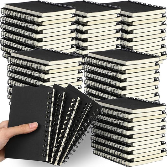 Jutom 150 Pcs Small Spiral Notebooks Memo Pads 3x5 Bulk Small Pocket Notebooks Mini Notepads with Lined Pages Mini Journals for Office Back to School Work Writing Supplies, 120 Pages (Black)