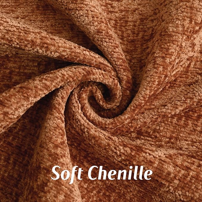 FUTEI Rust Chenille Throw Pillow Covers 24x24 Inch Set of 2,Soft Cozy Bound Edge Design European Cushion Cover,Home Decor for Couch Bed Living Room