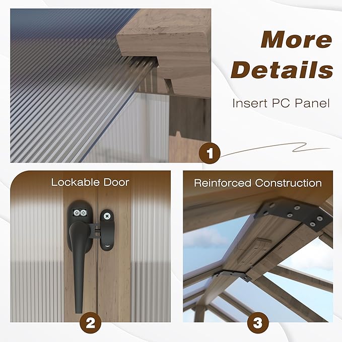 Mupater 6'x10' Wooden Greenhouse for Outdoor, Heavy Duty Green House Kit with Ventilated Window and Lockable Door, 6mm MWPC Panels for UV Protection, Walk-in Greenhouse for Backyard, Patio, Lawn