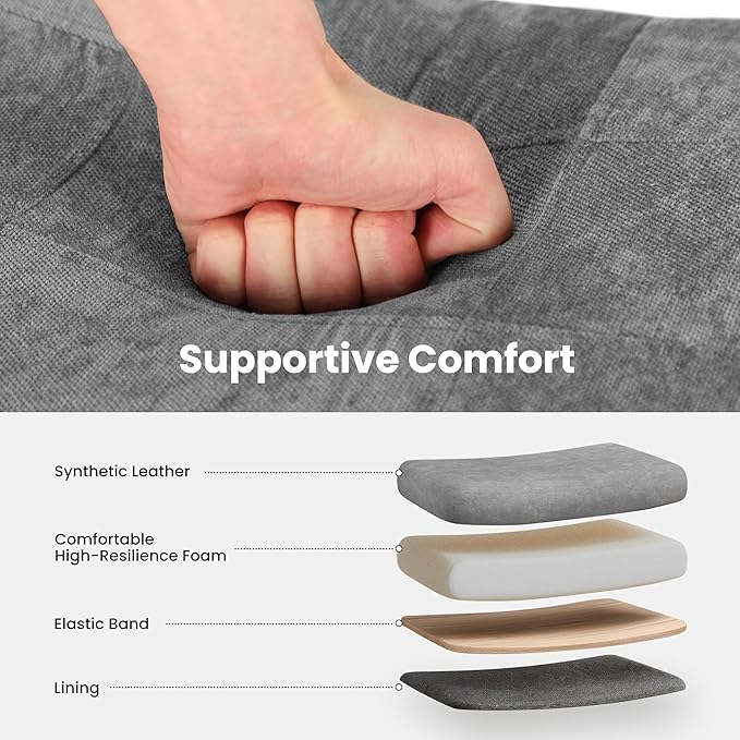 PHI VILLA Farmhouse Bar Stools Set of 4 - Wood Bartools with Upholstered Saddle Seat, 24 inch stools for Kitchen Counter Set of 4