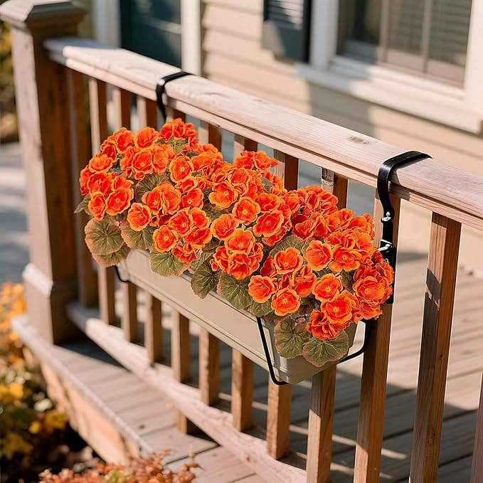 Fake Fall Flowers Artificial for Outdoors Decoration, 6 Bundles Faux Geranium Silk Flower Outside UV Resistant No Fade Artificial Floral for Home Garden Balcony Indoor Table Centerpieces Decor