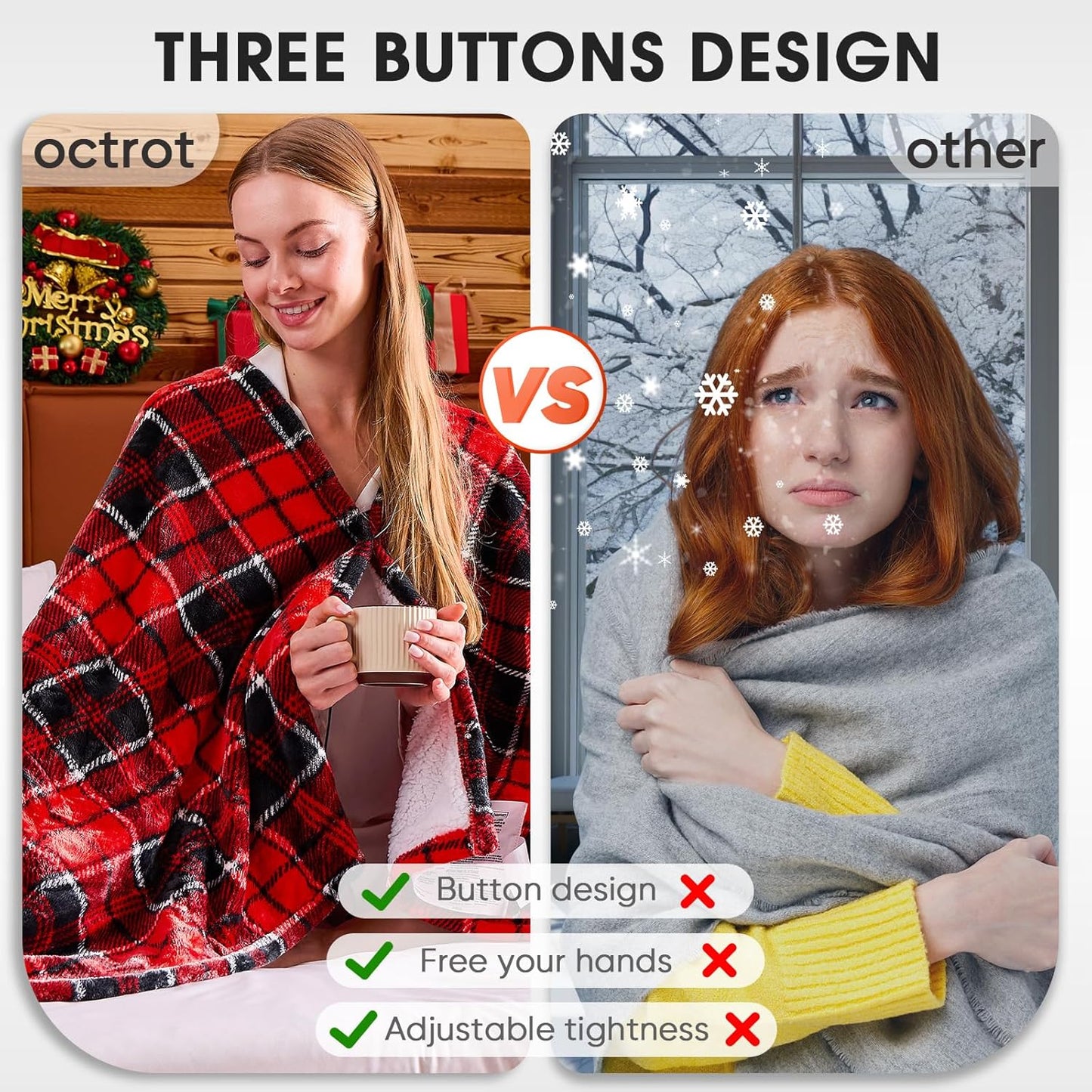 Heated Electric Blanket Full Size,72X84 Heating Blanket,Red Plaid Soft Sherpa Blankets Warmer Gift for Grandma Women Adult,Fast Heating Washable,ETL