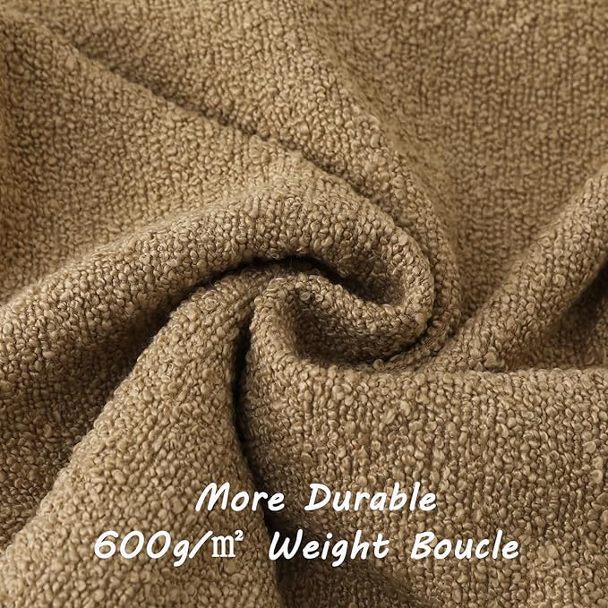 FUTEI Pack of 2 Khaki Decorative Throw Pillow Covers 26x26 Inch Soft Cozy Solid Boucle Textured Euro Pillow Shams,Modern Home Decor for Couch Bed Living Room