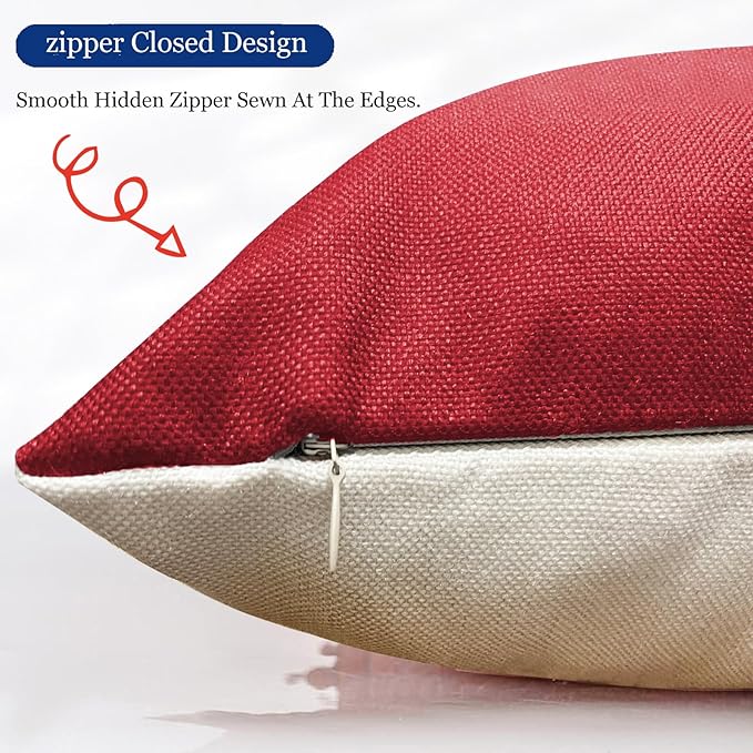 Decorative Throw Pillow Covers Set of 4 Wine Red Pillow Covers 16x16 inch Throw Pillows Linen Square Pillow Case,Farmhouse Outdoor Modern Geometric Pillow Covers for Couch Sofa Living Room