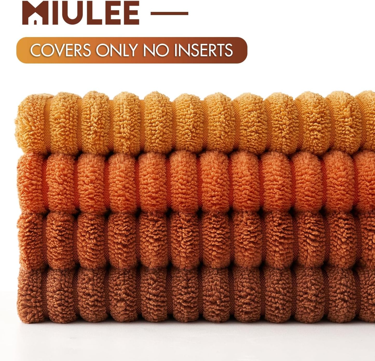 MIULEE Boho Farmhouse Fall Throw Pillow Covers 18x18 Inch Set of 4 Mordern Nordic Cushion Covers Soft Corduroy Home Decor for Couch Bed Sofa Living Room Orange Rust