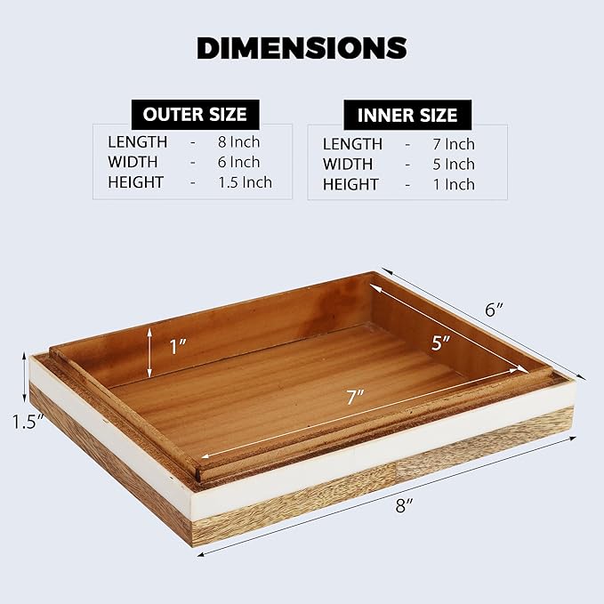 Handicrafts Home Handmade Decorative Storage Box with Lid – Jewelry Organizer, Keepsake Holder & Gift Box, Patisserie Adorn Made with Resin Inlay, Wood & Pine MDF, cajas organizadoras8X6X1.5 inch