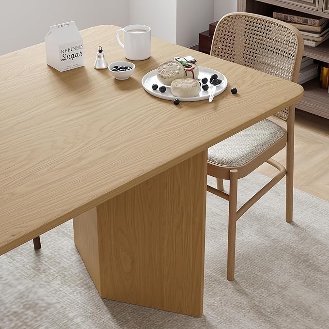 Casaphoria 79" Dining Table for 6, Wood Kitchen Table with Scratch-Resistant Top & V-Shaped Base, Modern Farmhouse Rectangular Dining Table for Living Room, Kitchen, Easy Assembly, Natural Wood