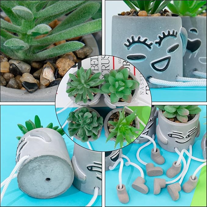 4 Pack Artificial potted Succulent Plants with Hanging Legs, Fake Mini Succulents in Pots, Faux Small Plants for Office Desk, Kitchen, Bathroom, Home Shelf Decor, Funny Office & Home Decor Accents