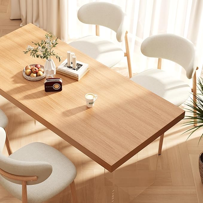 Kitchen Dining Chairs Set of 2 Modern Soft Linen Farmhouse Dining Room Chair with Metal Legs, Beige/Original