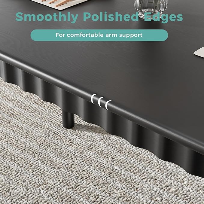 47.2 Inch Solid Wood Dining Table for 4, Mid Century Modern Oak Kitchen Table, Farmhouse Rectangular Dining Room Table for Indoor or Outdoor Use, Easy Assembly, Black