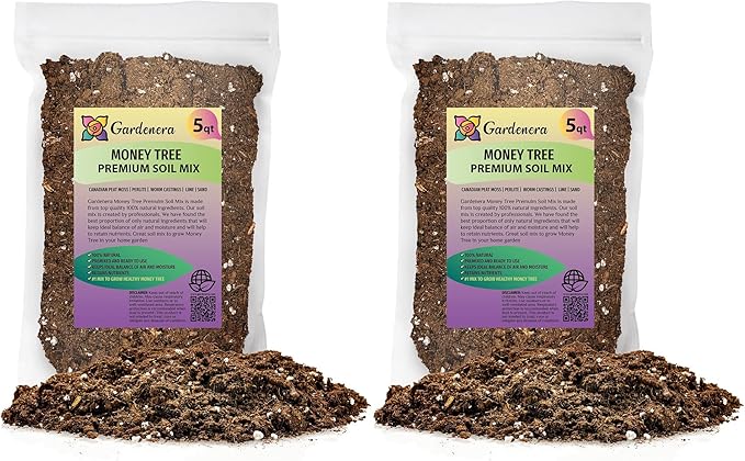 Money Tree Potting Soil - 10 Quart - Soil Mix for Planting or Repotting Guiana Chestnut, Blended Mix to Properly Grow Money Tree Plants (2 Bags of 5 Quart)