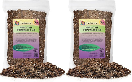 Money Tree Potting Soil - 10 Quart - Soil Mix for Planting or Repotting Guiana Chestnut, Blended Mix to Properly Grow Money Tree Plants (2 Bags of 5 Quart)