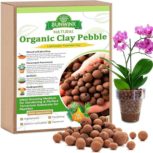 16 LBS Natural Leca Clay Pebbles for Plants- 4-16mm Expanded Clay Leca Balls for Indoor Plants, Hydroton Clay Pebbles for Plants Hydroponic & Aquaponics Growing, Orchids, Drainage, Terrarium