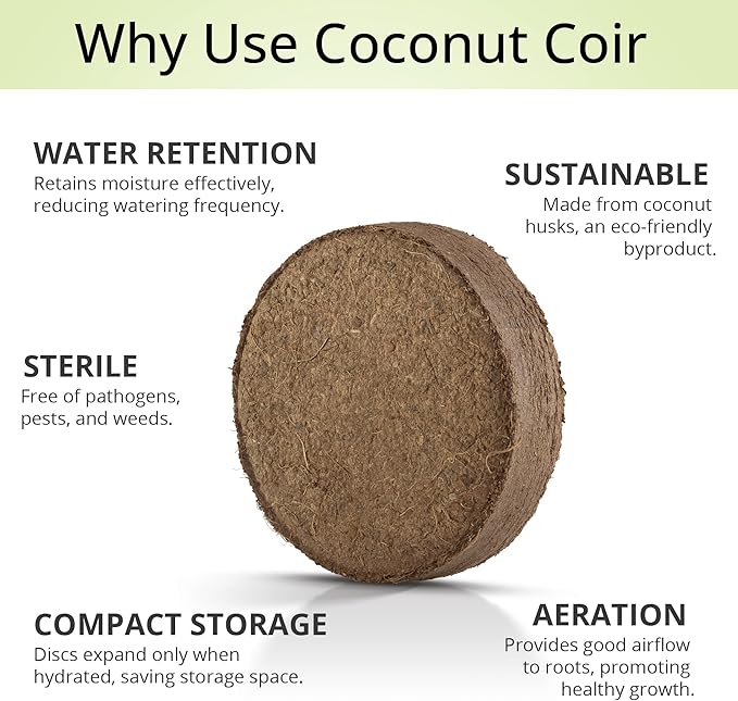 Coconut Coir Potting Soil for Indoor Plants - Expands to 3.5 Quart (7.5 lb) | Bonsai Soil Discs Perfect for General Houseplants, Herbs, and Bonsai Trees - Expands with Water