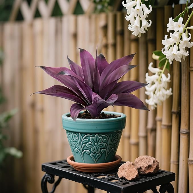 Artificial Flowers for Outdoors Artificial Agave Fake Plants Faux Agave Artificial Plants Outdoor Fake Flowers Outdoor Faux Plants Indoor Uv Resistant Artificial Plants 12In(Purple，2pcs)