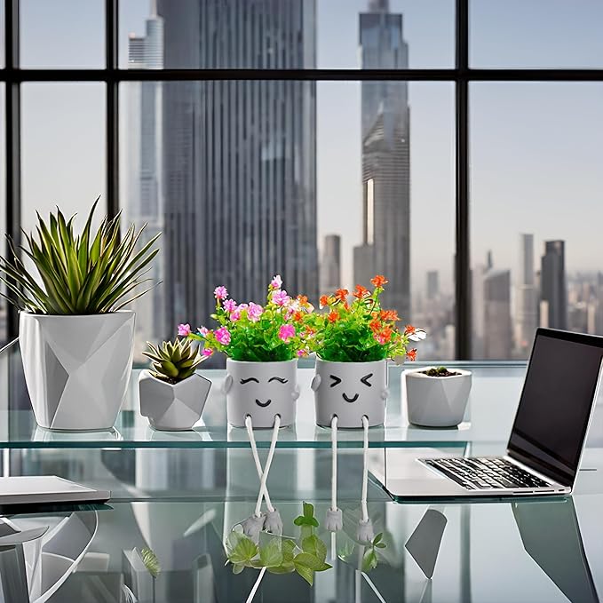 Lifelike Artificial Plants with Creative Pots, Realistic Faux Greenery for Home, Office, Bathroom, Bedroom, Kitchen, and Desk Decor, Long-Lasting Maintenance-Free DecorHome Office