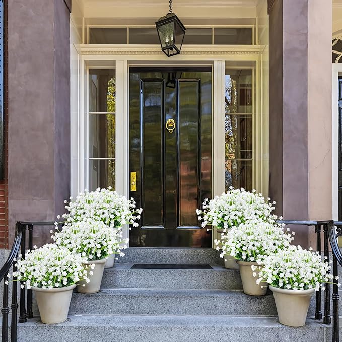 AGIRL 24 Bundles Artificial Flowers for Outdoor,No Fade Fake Plastic Flowers Faux Plants for Decoration Hanging Planters Indoor Outside Garden Porch Window Box Home Wedding Farmhouse