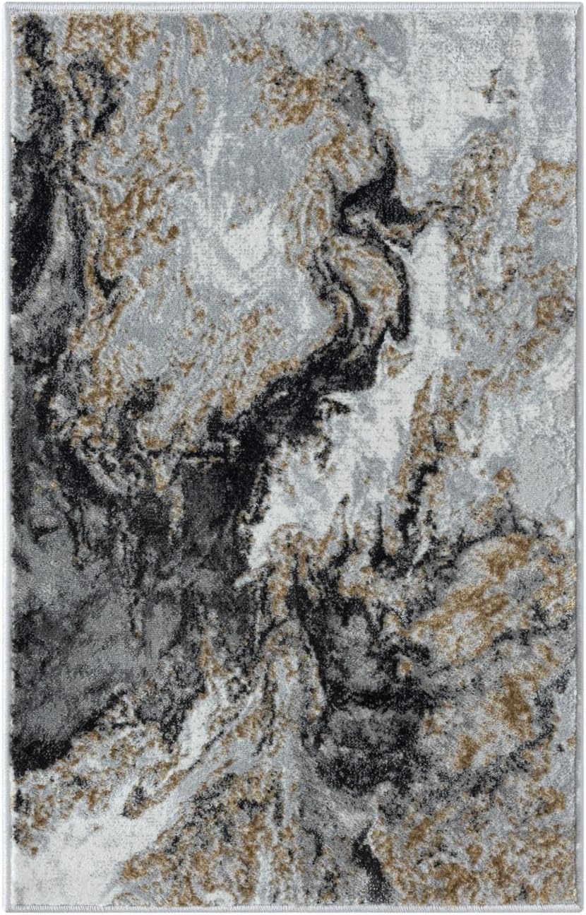 LUXE WEAVERS Marble Swirl Abstract Area Rug, Smoke 2x3