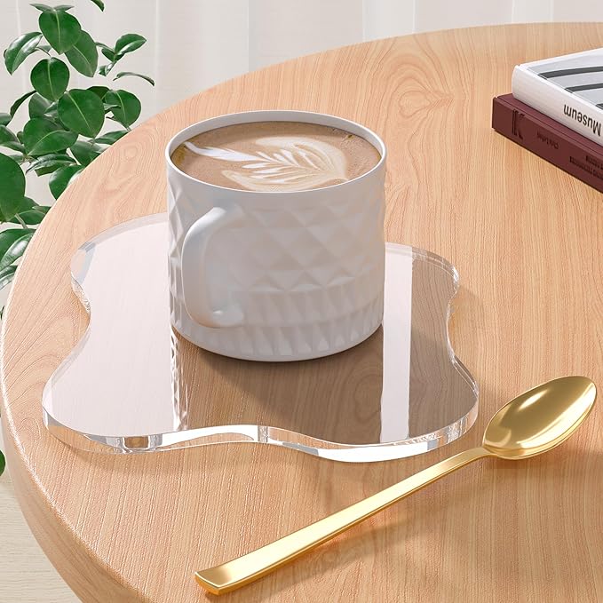 Acrylic Coaster Decorative Plates, Irregular Bar Drink Coaster, Clear Cloud Shape Coffee Cup Coaster, Perfect for Tabletop Protection and Accessories Display.(Clear)