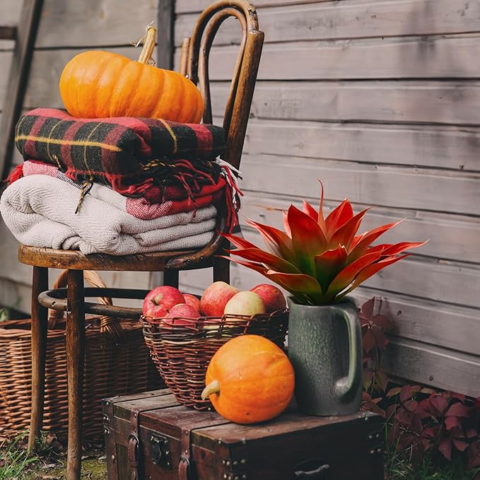 Velener Fall Fake Agave Artificial Plant: Red Fake Agave Plant for Room Decor and Autumn, Unpotted Faux Agave Plant for Outdoor/Indoor Fall Decor, Red, 22 inches, Set of 1