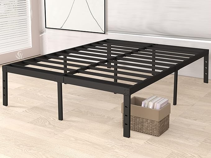 18 Inch Queen Bed Frame Metal, Platform Bed Frame Queen Size No Box Spring Needed, Easy Assembly, Heavy Duty, Noise Free