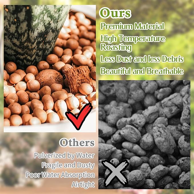 Legigo 19 LBS Organic Leca Clay Pebbles for Plants, 4mm-16mm 100% Natural Leca Balls for Indoor Plants, Hydroton Clay Pebbles for Plants Hydroponic Aquaponics Growing Orchid Drainage Terrarium