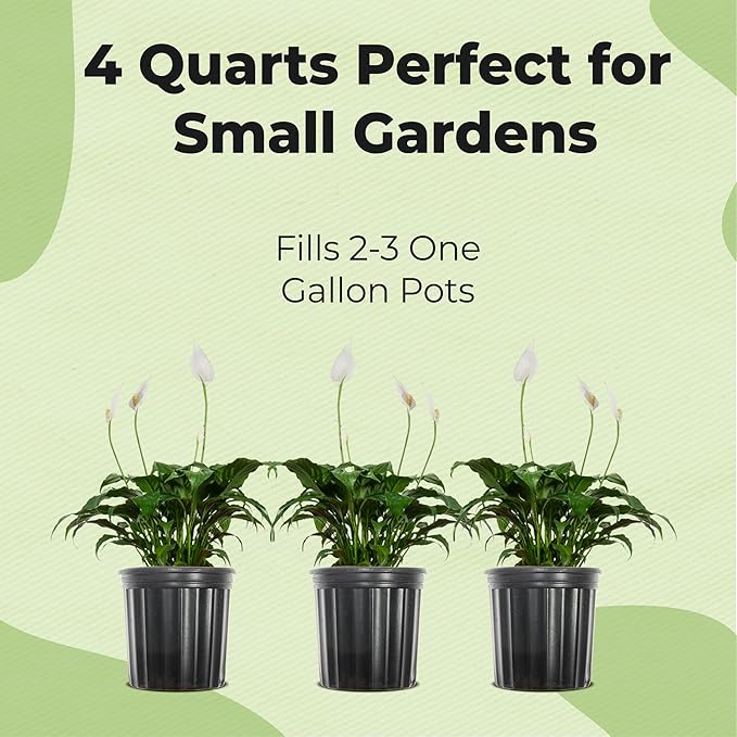 Organic Peace Lily Potting Soil by Perfect Plants | Organic Premium Mix | Use with Peace Lily, Pothos, or Other House Plants (4qt)