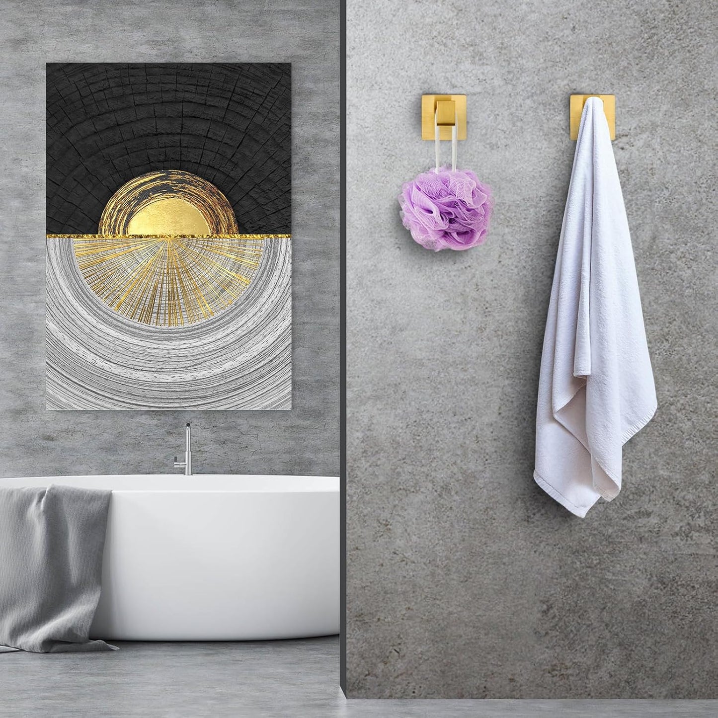 Towel Hooks for Bathrooms Robe Hook Coat Hook 4 Pack Brushed Gold Stainless Steel Heavy Duty Wall Mounted Square Hooks for Bathroom Kitchen Bedroom