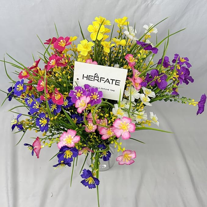 Artificial Flowers Wild Daisy Plant Lifelike UV Resistant Fake Plastic Silk Flowers Indoor Outside Hanging Plants Mixed Colors Garden Home Office Decor (12)