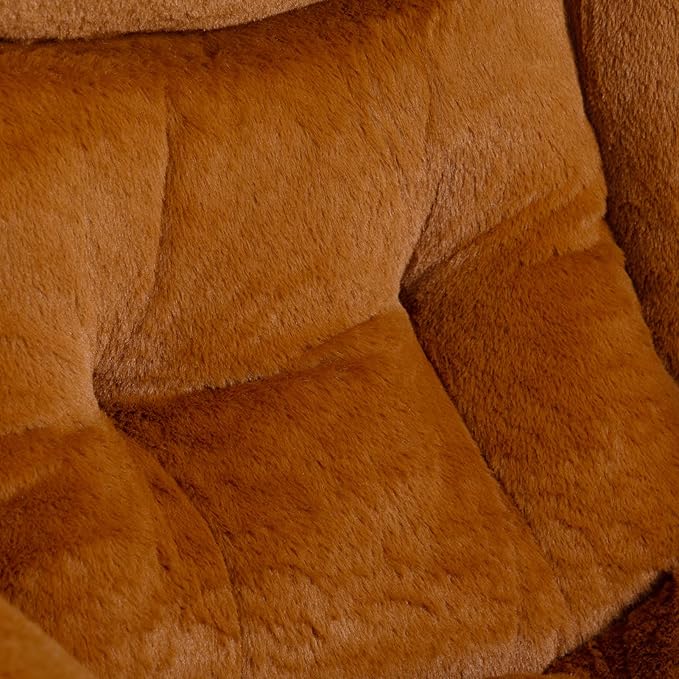 HollyHOME Fabric Lazy Chair with Foldable Ottoman, Accent Comfy Lounge Arm Chair and Folding Footrest Stool Set, Leisure Sofa Reading Chair and Footstool for Living Room, Bedroom, Dorm, Dark Brown