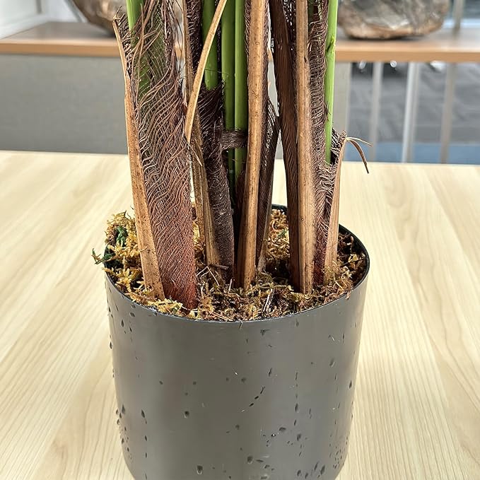 5ft Artificial Areca Palm Plant Fake Palm Tree with 17 Trunks Pre-Potted Artificial Plant with Realistic Moss for Home Office Faux Tree for Indoor Outdoor (5 Feet-2 Pack)