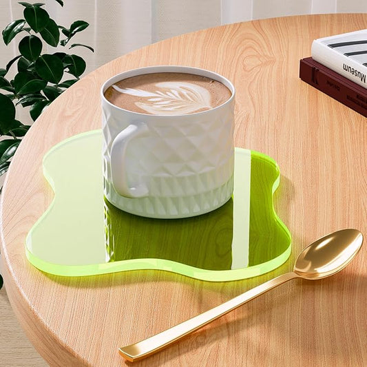 Acrylic Coaster for Desk, Clear Bar Drink Coaster, Clear Cloud Shape Coffee Cup Coaster, Perfect for Tabletop Protection and Accessories Display.