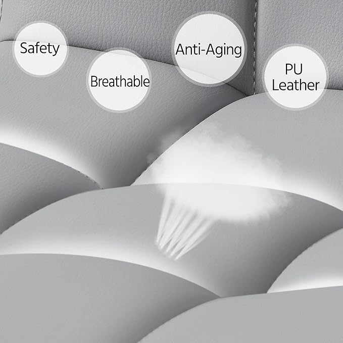 Yaheetech Bar Stools Set of 4, PU Leather Adjustable Barstools, Modern Counter Stools with Back and Footrest, Counter Height Barstools for Bar, Kitchen, Dining Room, Light Gray