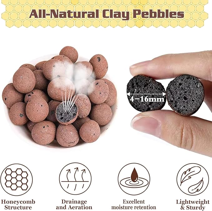 Legigo 2 LB Organic Leca Clay Pebbles for Plants, 4mm-16mm 100% Natural Leca Balls for Indoor Plants, Hydroton Clay Pebbles for Plants Hydroponic Aquaponics Growing Orchid Drainage Terrarium