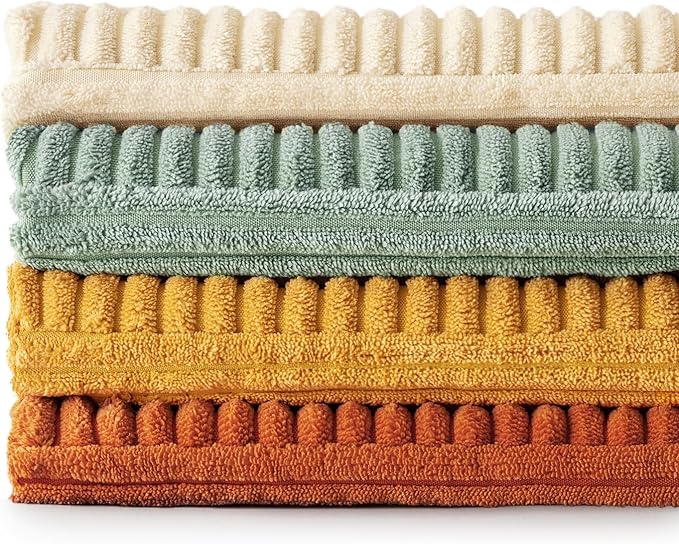 MIULEE Teal-Orange Decorative Throw Pillow Covers 16x16 Inch Set of 4 Boho Corduroy Striped Cushion Cases Modern Farmhouse Patchwork Pillow Cases for Couch Sofa Bedroom Fall Home Decor