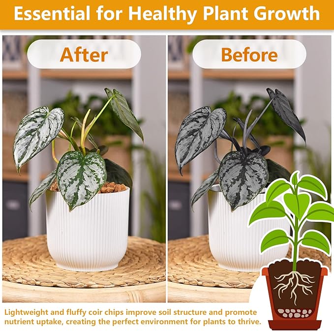 Legigo 2 Pack Coco Husk Chips- 2.2 LB 100% Organic Coconut Coir Chips Brick Potting Soil Mix with Low EC & PH Balance, Compressed Coconut Substrate Coco Chips Mulch Medium for Garden, Flowers, Plants