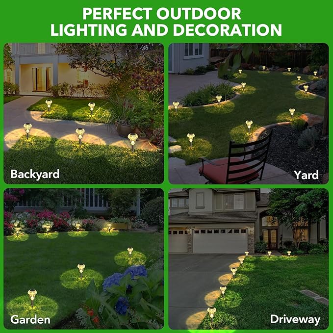 Solar Lights Outdoor, 16 Pack Mushroom Lights Outside Waterproof, Solar Powered LED Lighting for Garden, Yard, Landscape, Path, Pathway, Lawn, Walkway, Driveway, Backyard Decor (Warm White)