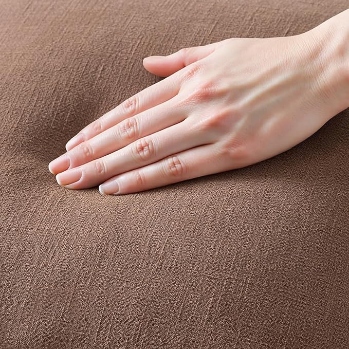 MIULEE Decorative Throw Pillow Covers Neutral Linen Fringe Throw Pillows Euro Shams Set of 2 Dark Coffee Boho Farmhouse Cushion Covers for Couch Sofa Bed Living Room Spring Home Decor 24x24 Inch